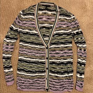 WHBM Multicolor Striped Button-Up Cardigan